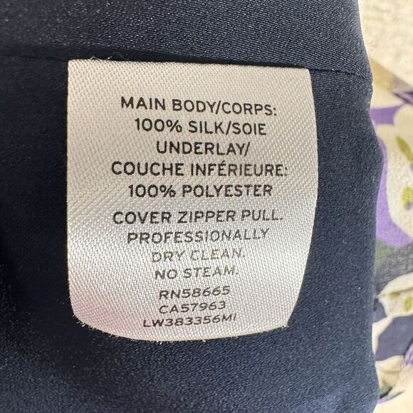 Lewit Silk Midi Ruched Dress Womens 6 Purple Floral‎ V Neck Short Sleeve Sheath - Picture 9 of 14